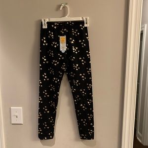 Girls’ Gold Foil Heart Leggings Black